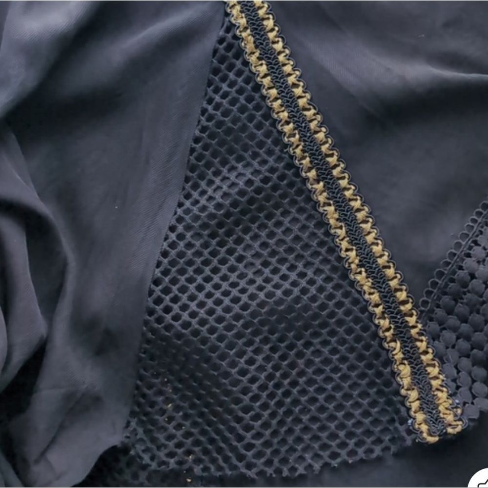Ixiah Black and Gold Asymmetrical Handkerchief Hem Twirly Midi Skirt Size M - Picture 7 of 14